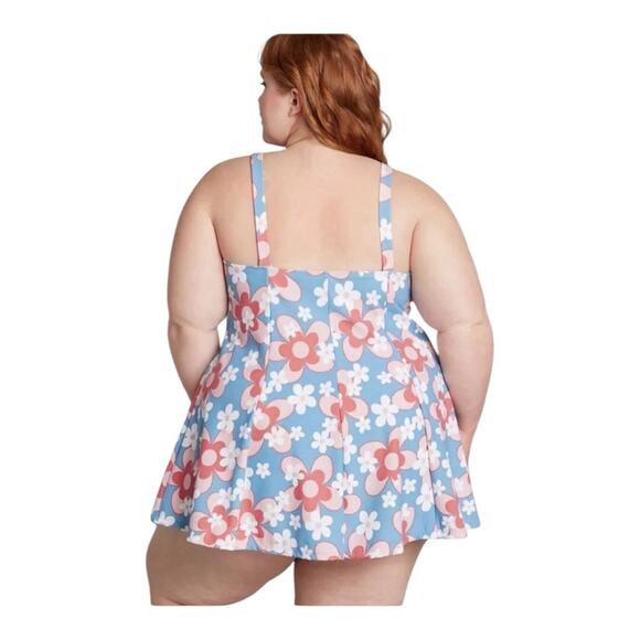 Esther Williams NWT Retro Chic Let Fun Bloom One Piece Swim Dress Shorts Size 12 - Picture 12 of 13